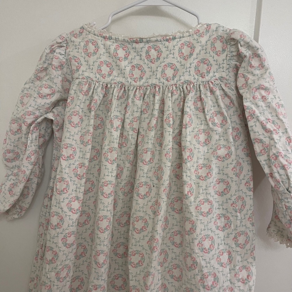 Vintage Eileen West Queen Anne's Lace Nightgown Wreath Print Quarter Sleeve - Picture 11 of 11